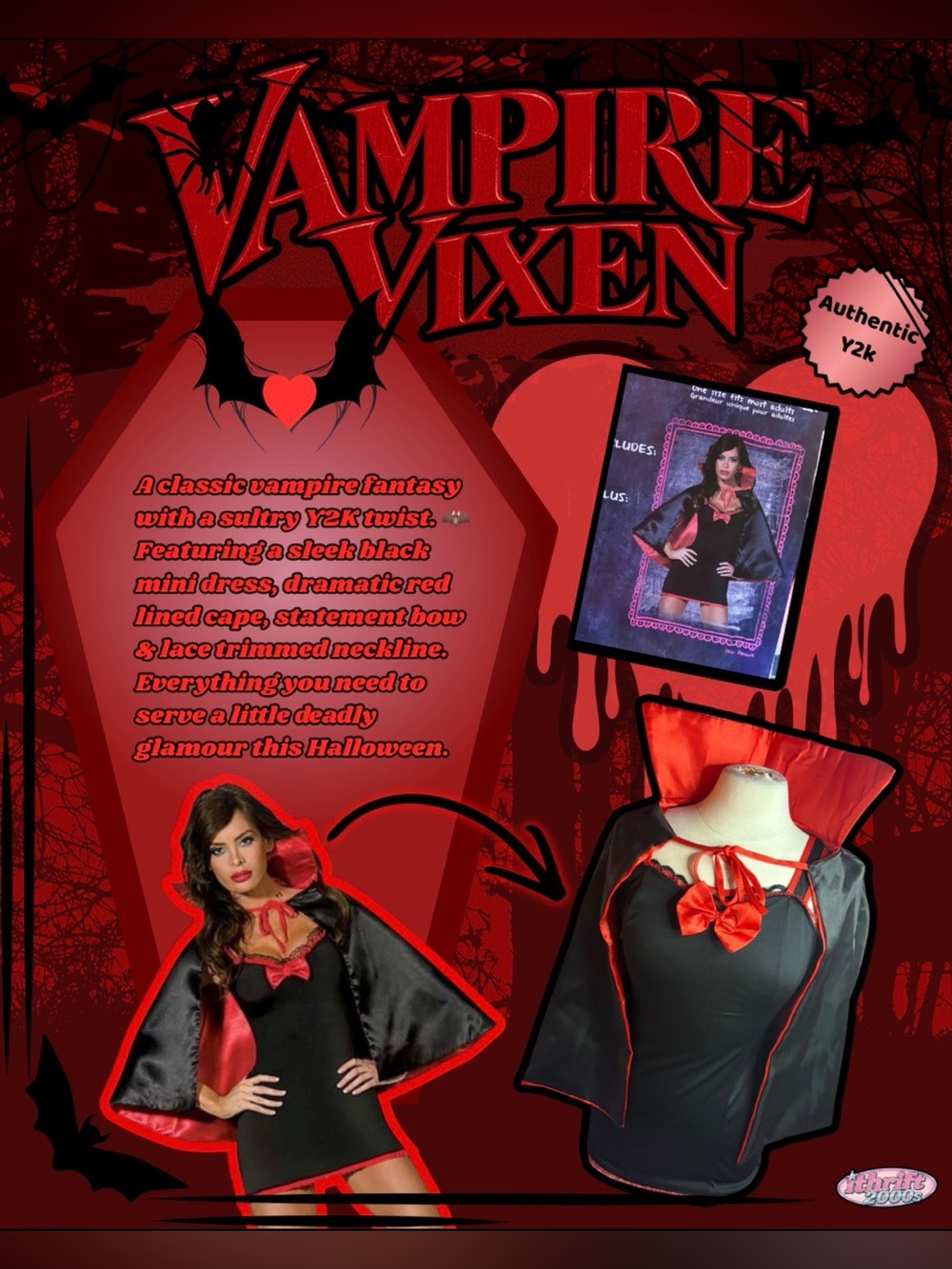 Y2K sexy vampire Deadstock Halloween costume